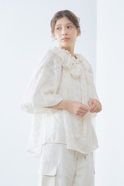 Sheer jacquard blouse / Off white