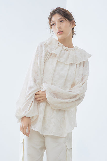 Sheer jacquard blouse / Off white