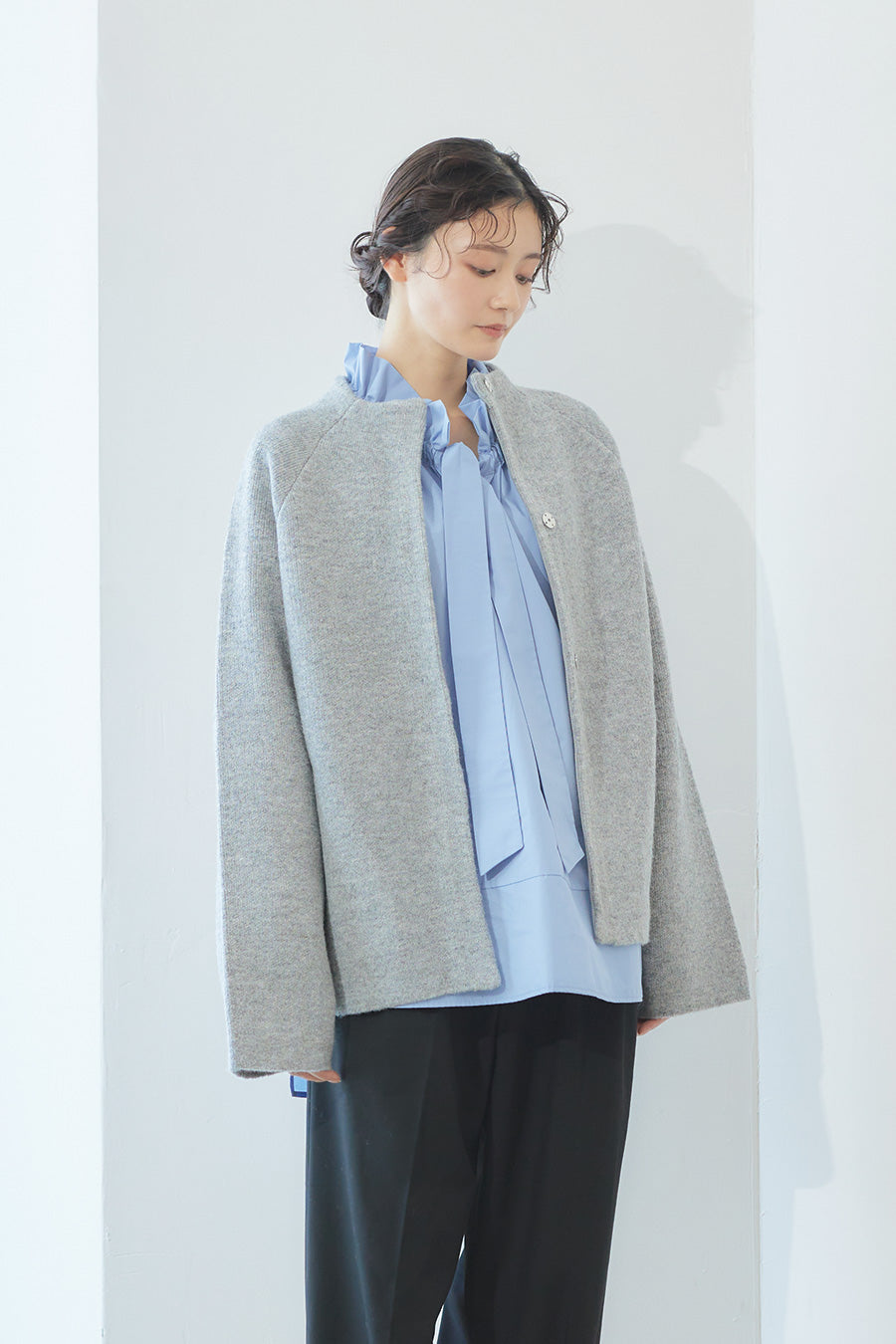 Soft touch basic cardigan / Gray – ensuite_official