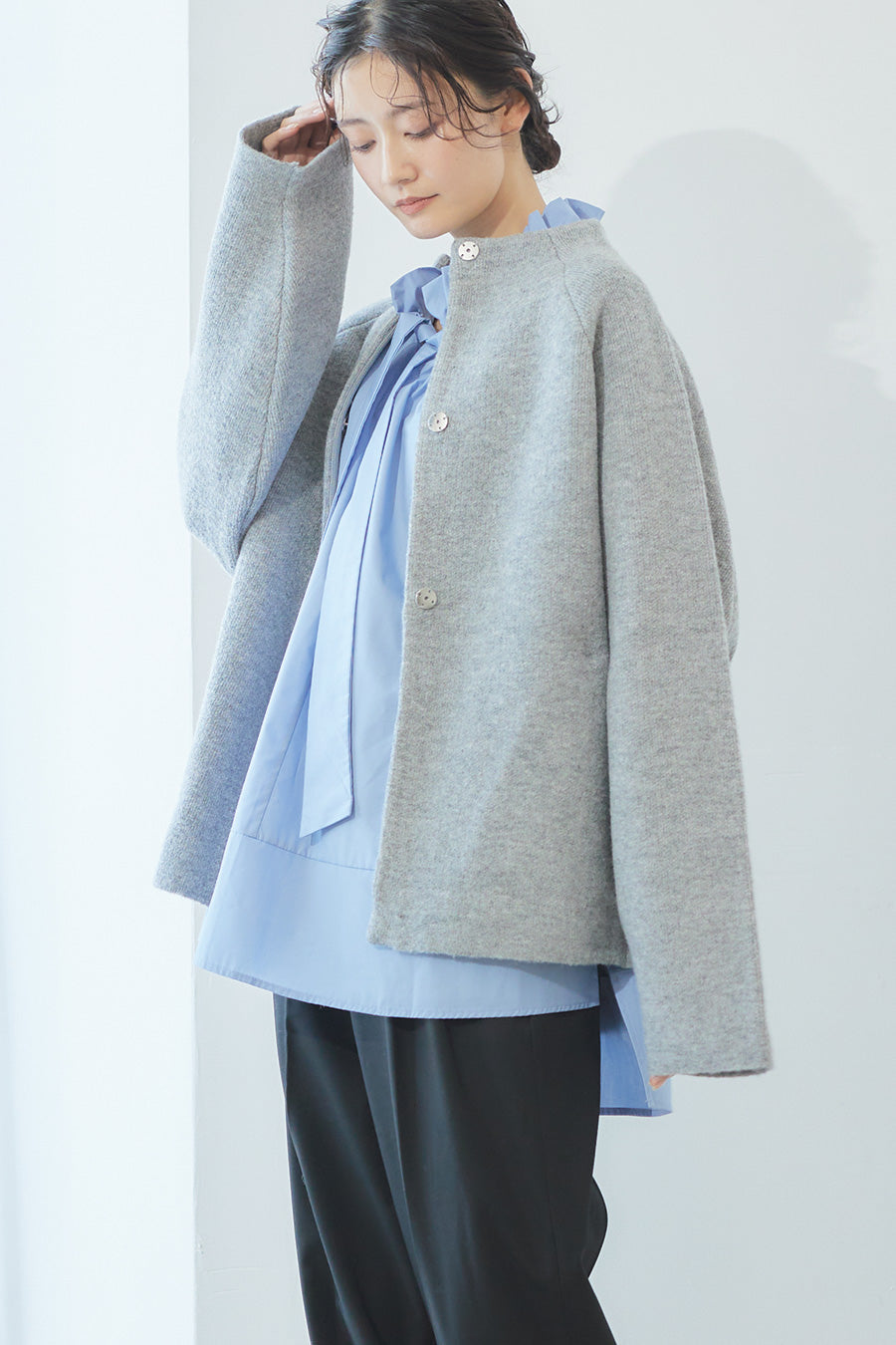 Soft touch basic cardigan / Gray