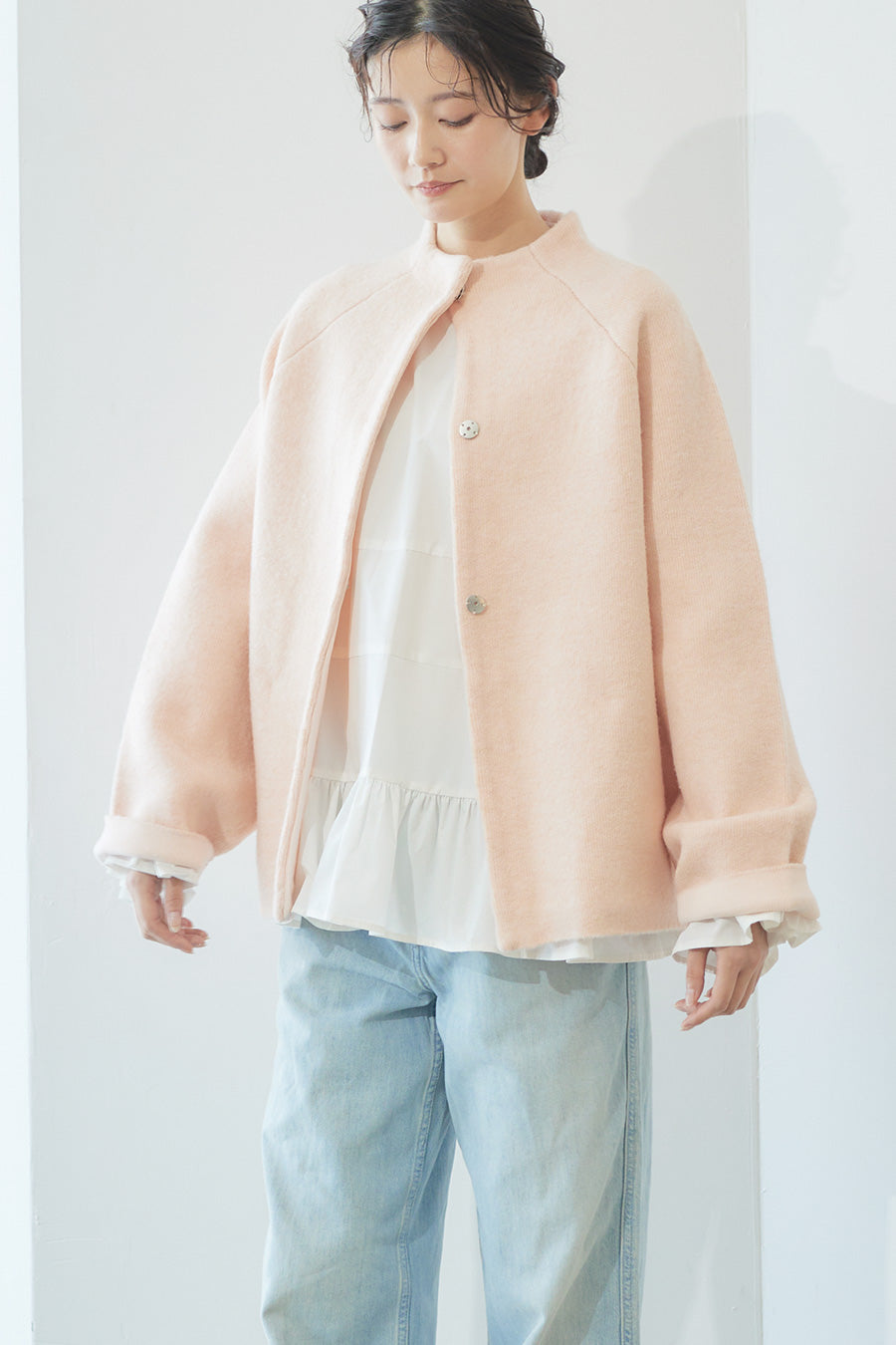 Soft touch basic cardigan / Pink