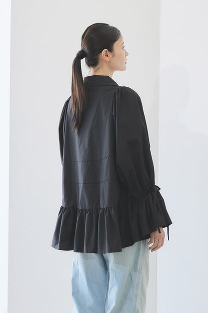 Tiered ribbon blouse / Black