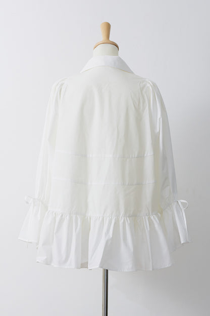 Tiered ribbon blouse / White