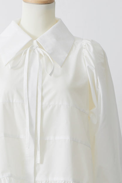 Tiered ribbon blouse / White