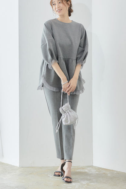 ×Saaya Mizuno Tulip peplum set up / Gray