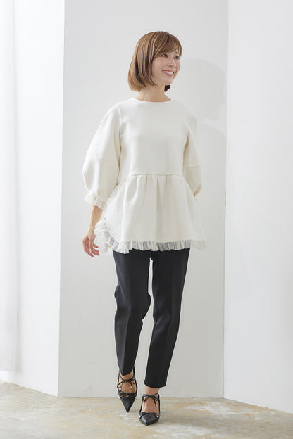 ×Saaya Mizuno Tulip peplum set up / Off white × Black