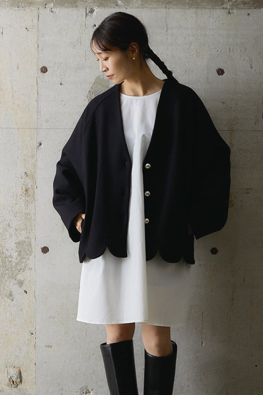 ×Yumi_Kakiuchi cardigan scallop jacket / Black