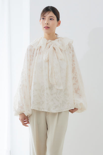 Sheer jacquard blouse / Off white