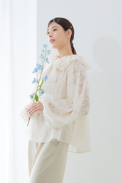 Sheer jacquard blouse / Off white