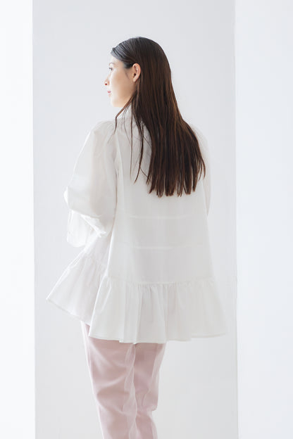 Tiered ribbon blouse / White