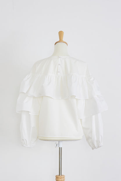 Frill volume blouse / Black