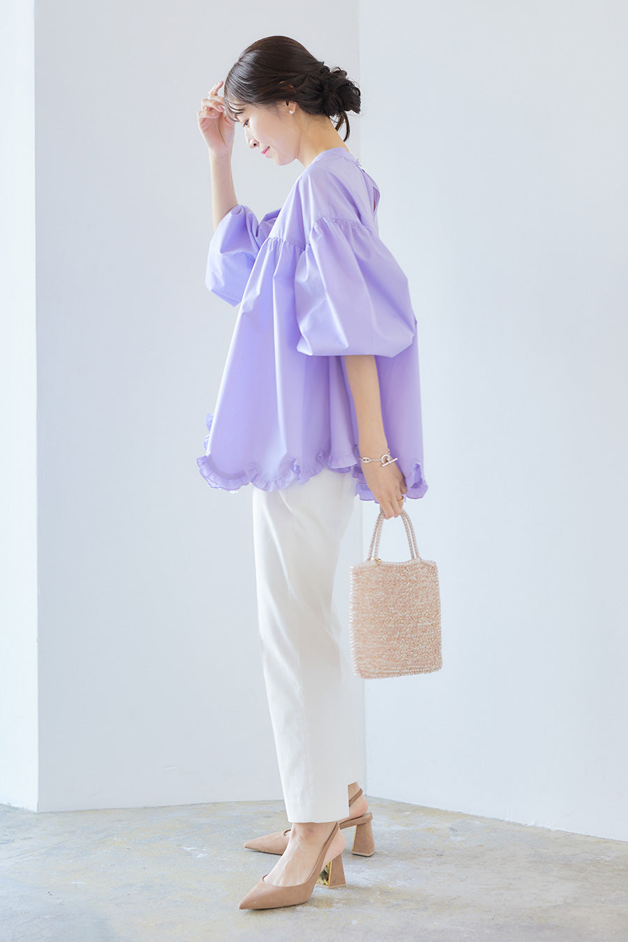 Yumi Kakiuchi Scallop Flower Blouse Lavender | himawari.com.vn